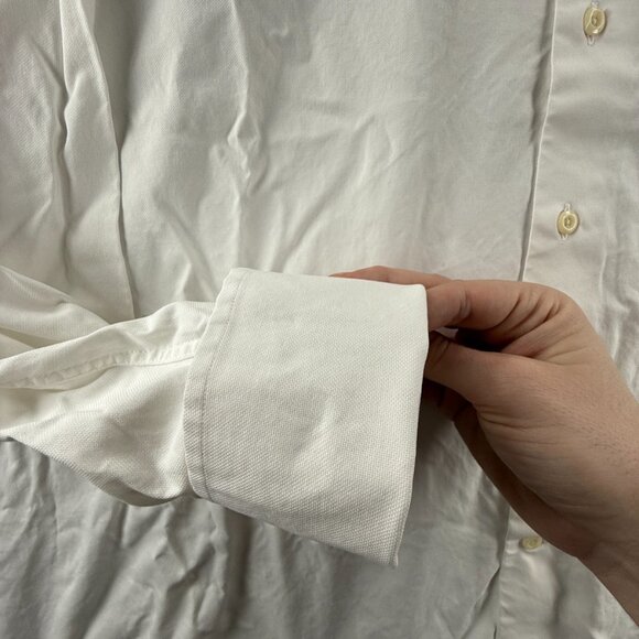 David Donahue 18 34/35 French Cuff Cotton White Button Up Shirt Men Solid Spread - Picture 8 of 16